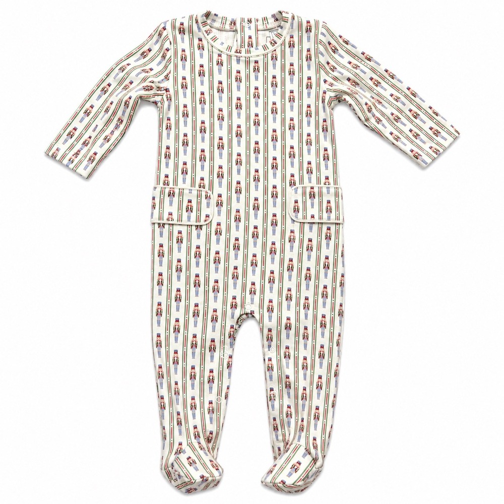 NEW Lila & Hayes Nutcracker Pima Cotton Footie Pajamas 9-12M Christmas Sleeper